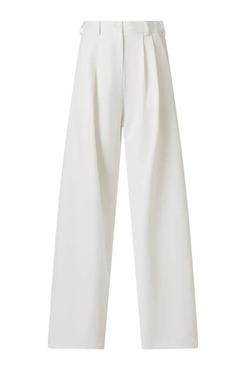 FACETTE Women's FC Ecru Elastic High Waist Palazzo Trousers