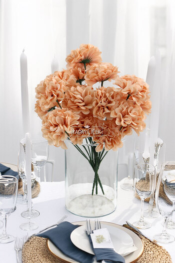 Yapay Çiçek Deposu Artificial Flower 7 Branches Eco Chrysanthemum Bunch 30 cm Pastel Peach