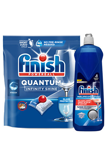 Finish Quantum Infinity Shine 83 Kapsül Bulaşık Makinesi Deterjanı Tableti + Parlatıcı & Kurutucu 800 ml
