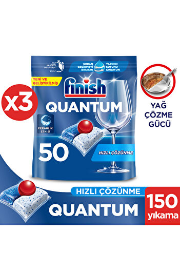 Finish Quantum Hepsi Bir Arada Bulaşık Makinesi Deterjanı Kapsül Tablet 150 Adet (50 x 3'lü)