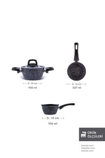 Karaca Set de oale și tigăi Bio Granit Blue Stone Mini 5 piese