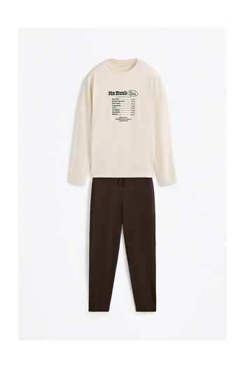 LEFTIES Herren-Pyjama mit langem, bedrucktem Oberteil