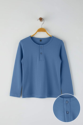 TRENDYOLKIDS Indigo-Stone 100% Cotton 2-Pack Plain Boys' Knitted T-Shirt Tkdaw26Ts00010