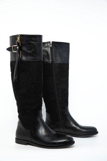 SOHO Black-Black Suede Women's Boots 21037