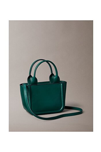 Calvin Klein Calvin Klein Women Green Embossed Monogram Logo Bold Small Tote Bag