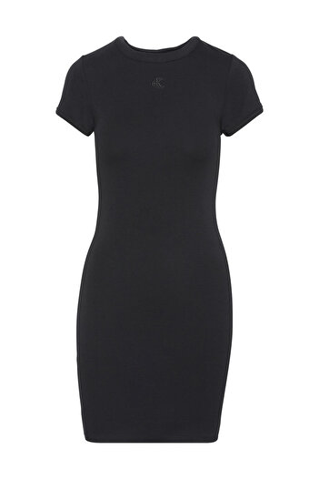 Calvin Klein Mini šaty s žebrováním SS CO CONTOUR 1X1