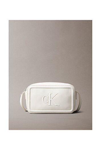 Calvin Klein Calvin Klein Women Lily White Embossed Monogram Logo Camera Bag