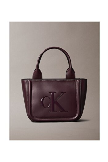 Calvin Klein Women Fudge Embossed Monogram Logo Bold Small Tote Bag