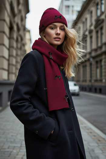 Trendyol Collection Σετ 2 τεμαχίων πλεκτό κασκόλ-μπερέ με λεπτομέρεια από μαλακή κορδέλα TWOAW26AT00000