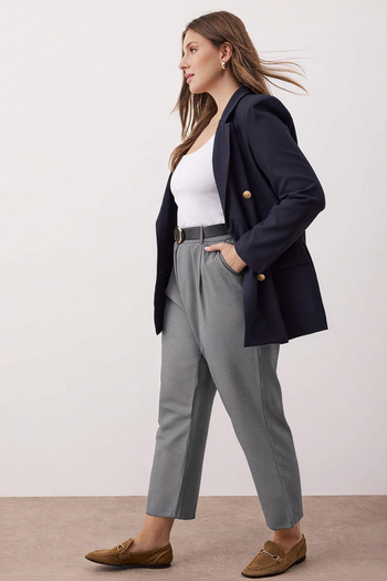 Trendyol Curve Anthracite Rubber Waist Woven Premium Fabric Plus Size Pants Tbbaw26Ar00012