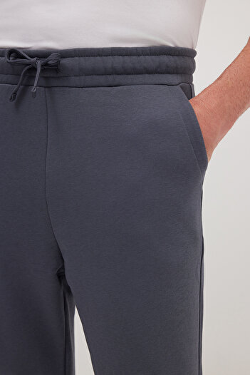 Tudors Unisex Relax Fit Rahat Kesim Şardonlu 3 Cepli Lastikli Jogger Paça Gri Eşofman Altı