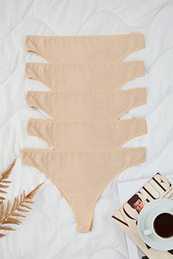 Trendyol Curve Ten 5-Pack Cotton Brazillian Plus Size Panties Tbbaw26Cm00013