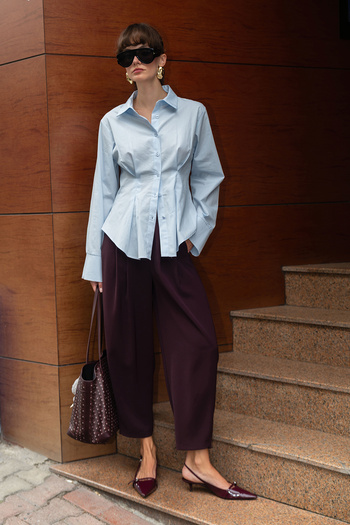 Trendyol Collection Plum Shalwar/Harem Lace-Up Trousers Twoss25Pl00126