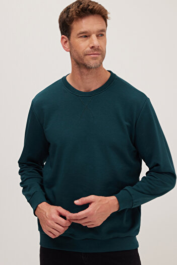 Tudors Unisex Relax Fit Comfortable Cut 100% Cotton Basic Green Crew Neck Sweatshirt