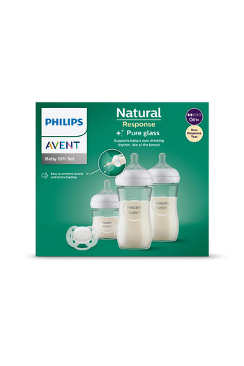 Philips Avent Set nou-născut PHILIPS AVENT SCD878/11, 3 biberoane din sticlă, 1 suzetă ultra soft 0-6 luni
