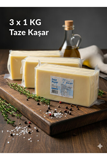 NiyaziBey Çiftliği Doğal Taze Kaşar Peynir 3 Kg Köy Sütünden Geleneksel Katkısız Koruyucusuz Yapım