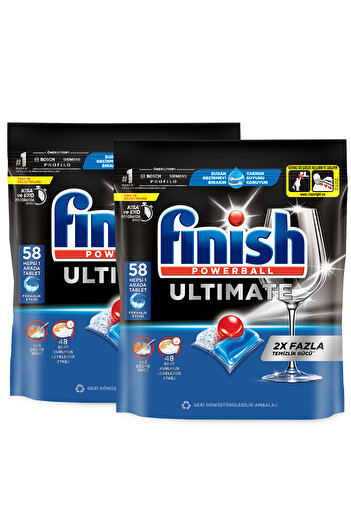 Finish Ultimate Hepsi Bir Arada Bulaşık Makinesi Deterjanı  Kapsül Tablet  116 Adet (58 x 2'li)