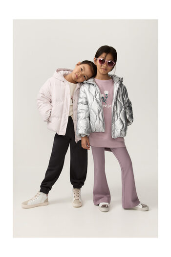 LEFTIES Gesteppte Kinderjacke mit Kapuze