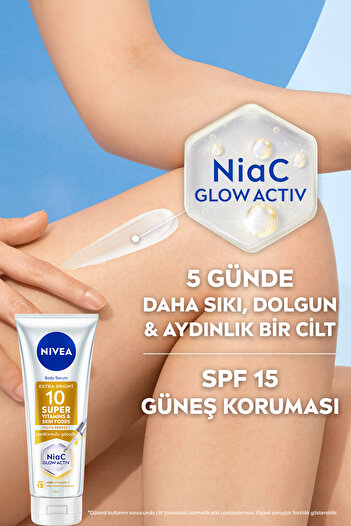 NIVEA SPF15 Super10 Serum Etkili Sıkılaştırıcı Vücut Losyon 170ml ve Aydınlatıcı Losyon 170ml,Nemlendirici