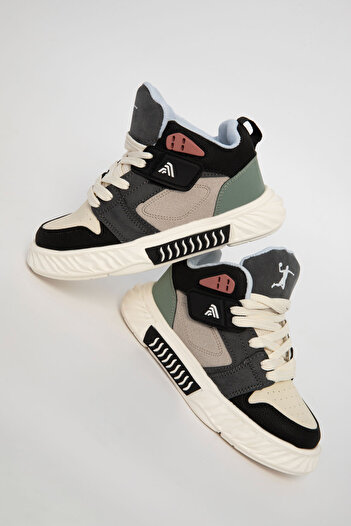 SOHO Black-Beige-Green Children's Unisex Sneaker 20962