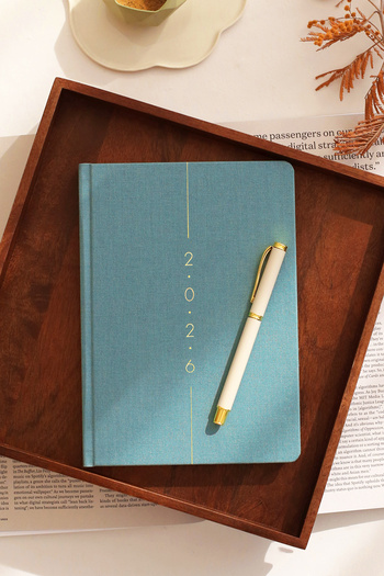 Matt Notebook 2026 Year A5 Linen Weekly Agenda 15X21 cm - 12 Months Turquoise