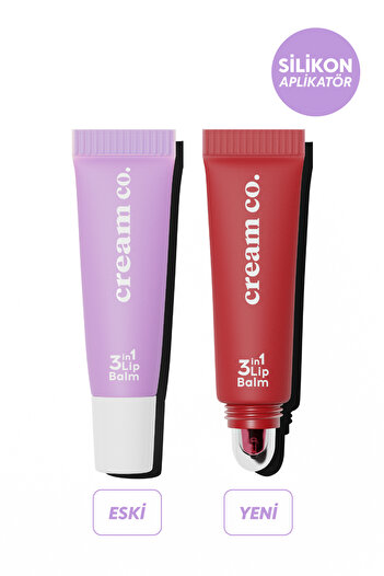 Cream Co. Nemlendirici Parlatıcı 3in1 Lip Balm | Dudak Bakım Strawberry Sorbet Kırmızı Hyaluronik Asit Seramid