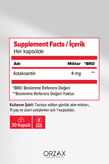 Ocean Orzax Astaksantin Doğal Antioksidan 30 Kapsül