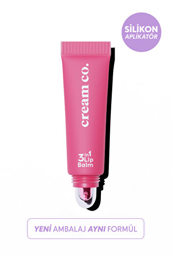 Cream Co. Nemlendirici Parlatıcı 3in1 Lip Balm | Dudak Bakım | Bubblegum Pembe | Hyaluronik Asit Seramid