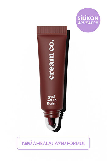 Cream Co. Nemlendirici Parlatıcı 3in1 Lip Balm | Dudak Bakım | Black Cherry Bordo | Hyaluronik Asit Seramid
