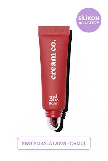 Cream Co. Nemlendirici Parlatıcı 3in1 Lip Balm | Dudak Bakım Strawberry Sorbet Kırmızı Hyaluronik Asit Seramid