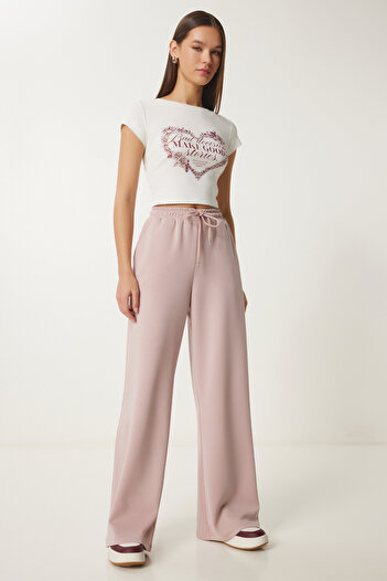 Happiness İstanbul Women's Powder Wide Leg Modal Sweatpants Ub00361