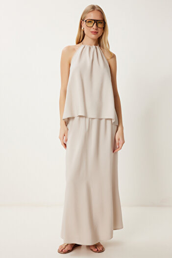 Happiness İstanbul Women's Stone Modal Blouse Skirt Set Lhl0006