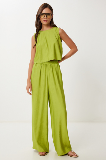 Happiness İstanbul Women's Pistachio Green Tie Detail Blouse Pants Set Lrv0104