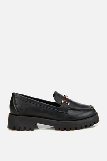 Yaya by Hotiç Women's Black Thick Soled Buckle Loafer