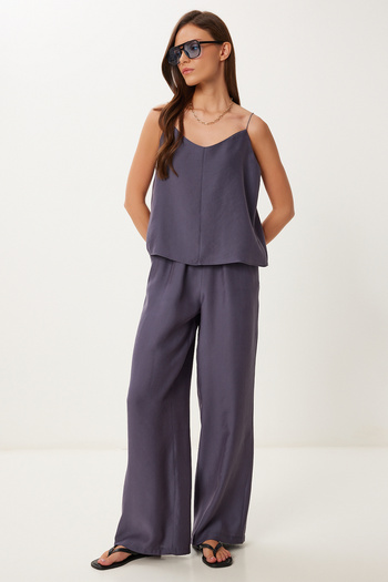 Happiness İstanbul Women's Smoked Strap Modal Blouse Pants Set Lrv0108
