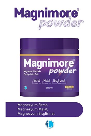 Magnimore Powder Magnesium Caramel Flavored 60 Serving Citrate Malate Bisglycinate