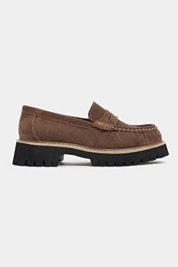 NİŞANTAŞI SHOES Alevtina Taba Сует Натуральна шкіра Товста підошва Жіночі лофери