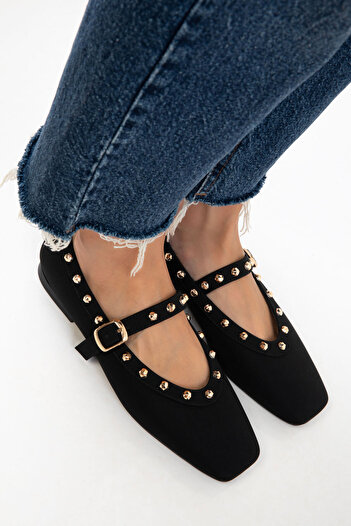 SOHO Black Matte Satin Women's Ballerinas 20994