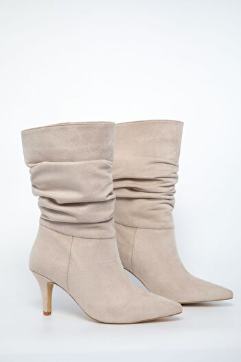 SOHO Beige Suede Women's Boots & Booties 21014