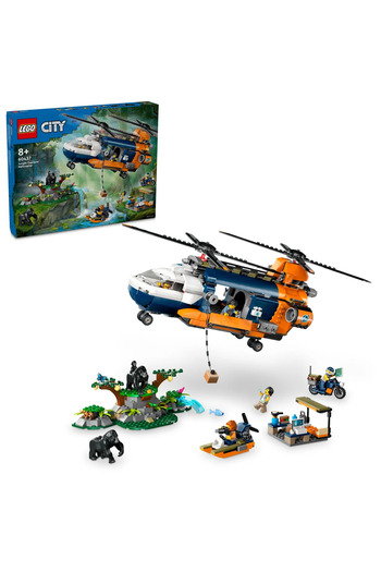 LEGO City Jungle Explorer Helicopter at Base Camp, Vehicle Building Toy Adventure Set for 8 Plus Yea