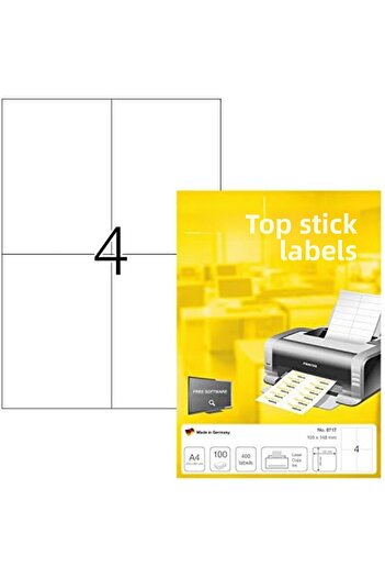 STOREMAX Goldwhirl 8717 Universal Labels, 100 Sheets, 105 X 148 Mm, A4 Pieces Per Sheet, 400 Pieces, Self