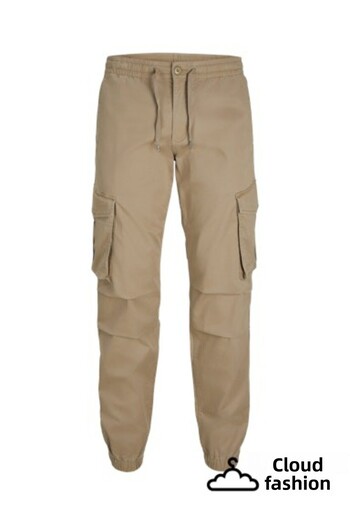 Jack & Jones Men's Brown Jpstkane Noah Cuffed Cargo Noos Pants 12242264-Elmwood