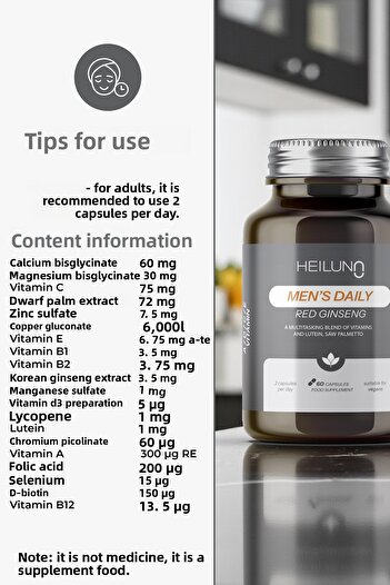 Heiluna Men's Daily Multivitamin for Men |   60 Capsules |   Vegan