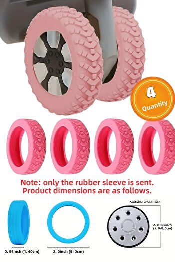 İstisna 4Pcs Pink Suitcase Wheel Case Suitcase Wheel Silicone Wear Resistant Anti-Vibration