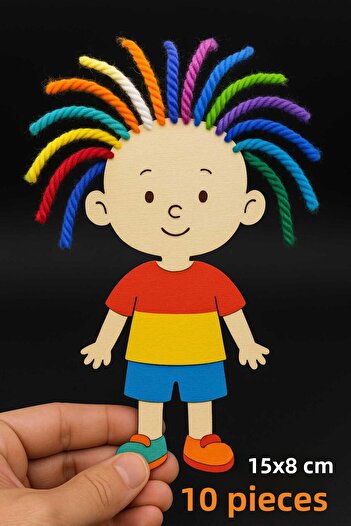 BİR LAZER Cute Boys Colorful Wood Painting – Preschool DIY Activity and Art Activity 10 Pieces
