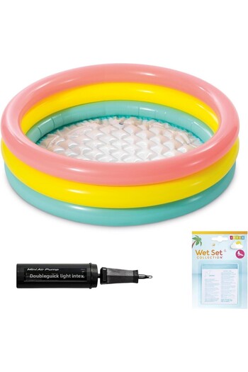 STOREMAX Soft Bottom Colorful 3-Section Baby Pool Children's Baby Pool, 86X25 cm and Pump+Patch Set, Pump and Y