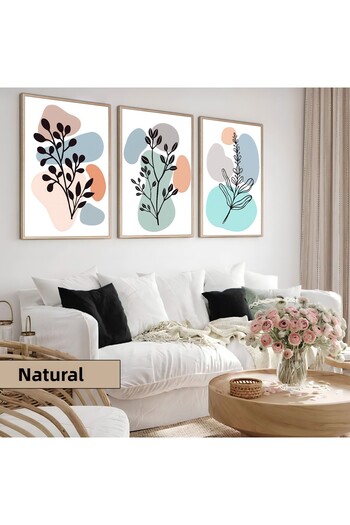 Harikabirev Children's Room Living Room-Minimalist Modern Bohemian Leaf Patterns | Wooden Framed 3-Piece Mdf Ahmdf