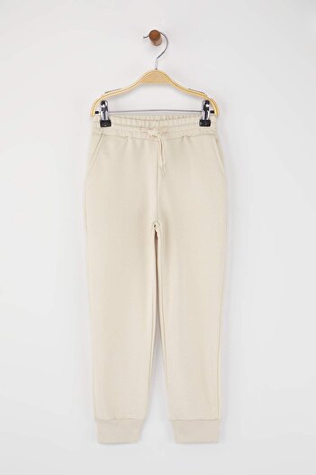 TRENDYOLKIDS Beige-Anthracite-Khaki 3-Piece Elastic Waist Jogger Plain/Basic Boys' Sweatpants Tkdaw25Ea00000