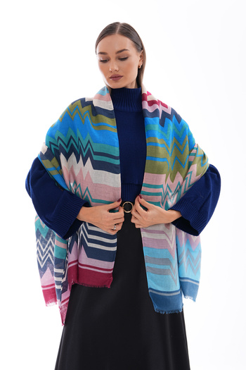 Axesoire 15216 Stripe Patterned Baby Blue Shawl