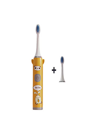 Blusmart Electric toothbrush for children with 2 heads, USB charging, orange color